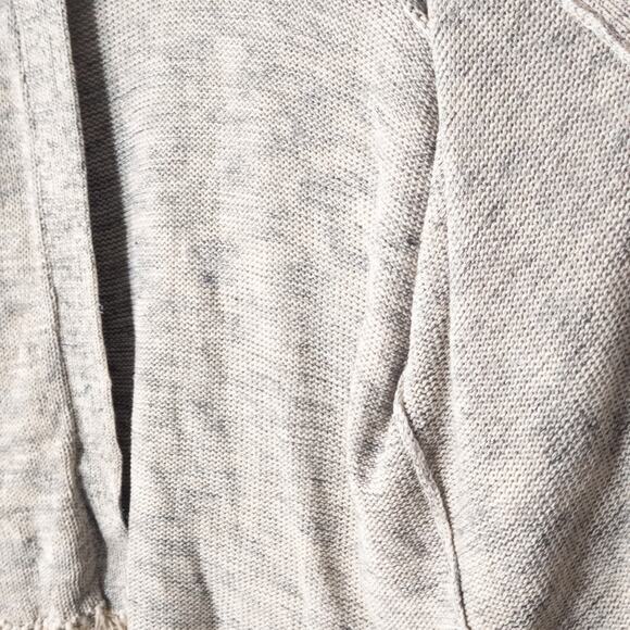 Joie Fringe Hem Cardigan Sweater Light Gray Size L Coastal Grandma - Picture 6 of 8